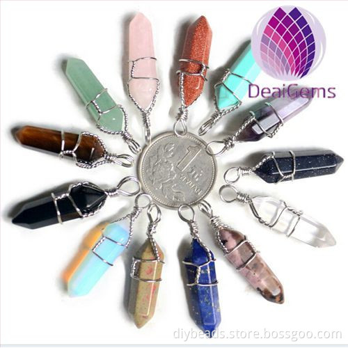 2015 fashion 8x37mm natrual hexagon prism quartz pendant for necklace